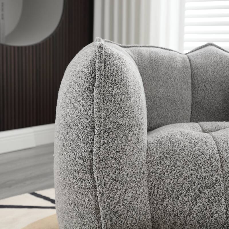 Modern Chenille Bean Bag Chair with Ottoman, Set of 1