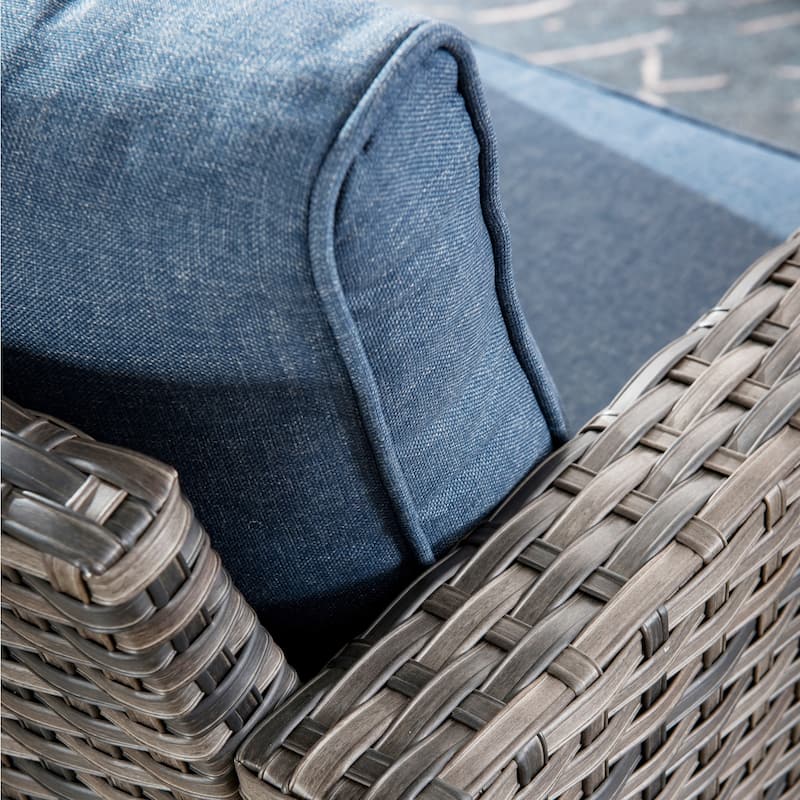 OVIOS Outdoor High-back Grey Wicker Loveseat