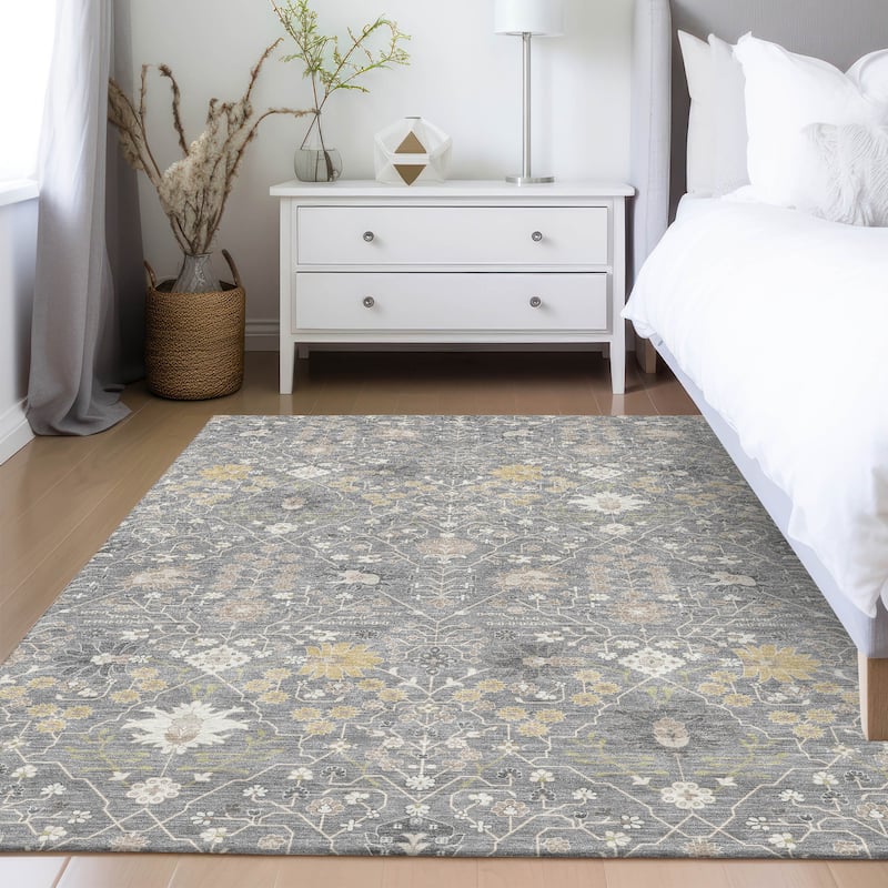 Machine Washable Indoor/ Outdoor Global Traditional Chantille Rug