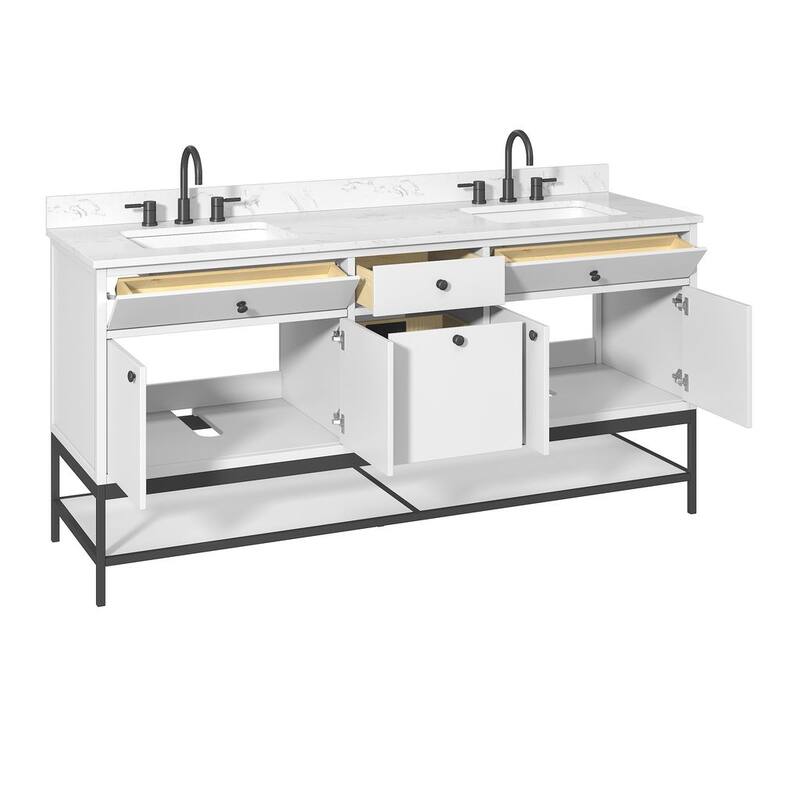 Avanity Paisley 72 in. Double Sink Vanity with Cala White Engineered Top
