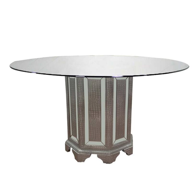 Best Master Furniture Tuxedo 60 Inch Round Glass Dining Table