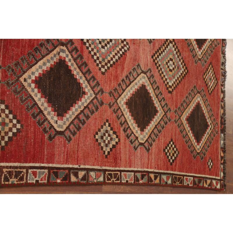 Hand Knotted Oriental 100% Wool Carpet Traditional Tribal Red Lori Runner Rug - 8' 10'' X 4' 5''