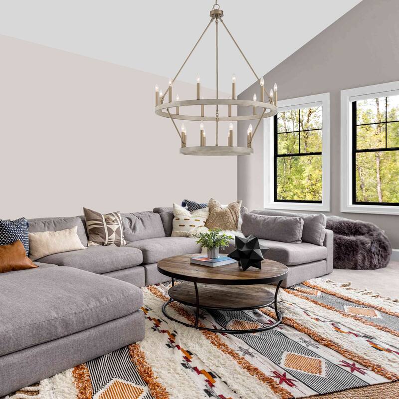 The Gray Barn Highclere Farmhouse 20-light Wagon Wheel Chandelier - 40"x40"x 47.83"