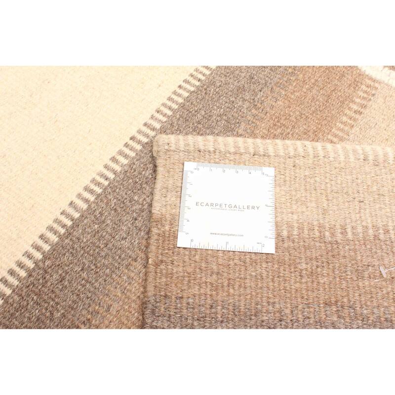 ECARPETGALLERY Flat-Weave Ankara FW Cream Wool Kilim - 5'6 x 7'11