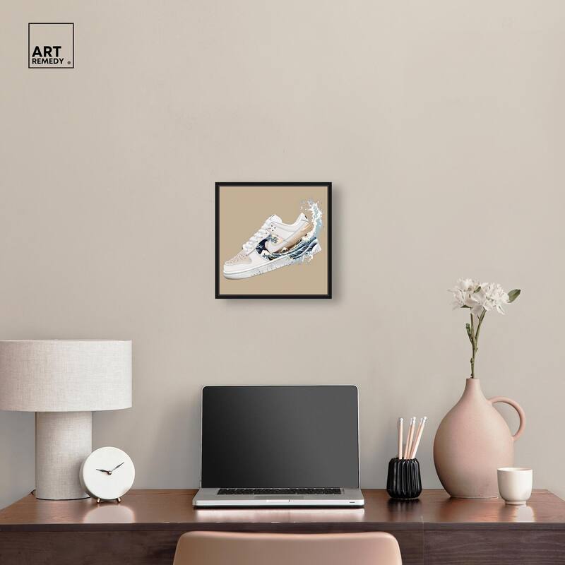 Great Wave Sneaker Splash Canvas by Art Remedy