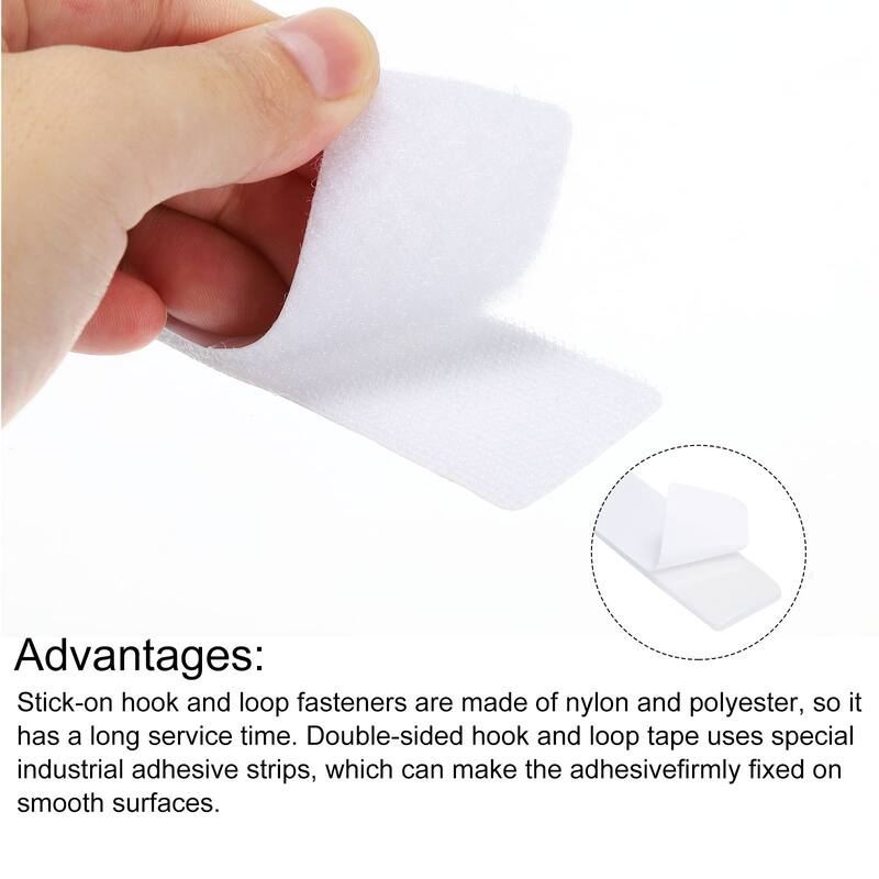 Hook and Loop Tapes Nylon Sticky Glue Self Adhesive 30mm x 100mm White 16 Set