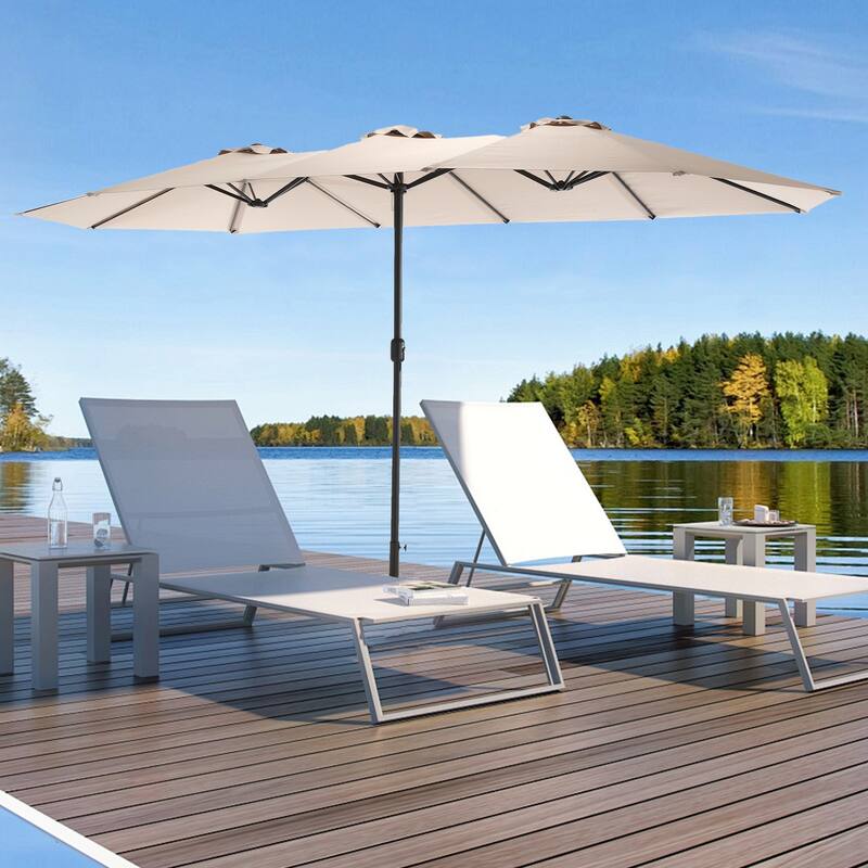 HOMEFUN 14.8 Ft Double Sided Outdoor Umbrella Rectangular Large with Crank
