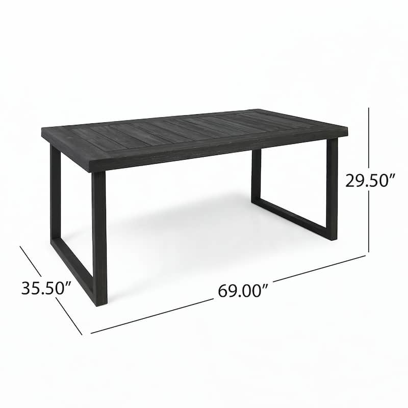 Outdoor 6-Seater Acacia Wood Dining Set,Dark grey