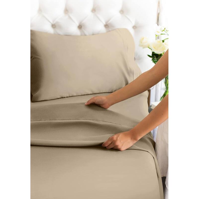 CGK Linens 4 Piece 100% Cotton Inch Extra Deep Pocket Bed Sheet Set