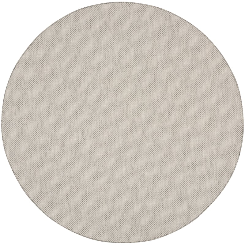 Nourison Courtyard Indoor/Outdoor Modern Geometric Area Rug - 8' x Round - Ivory/Silver