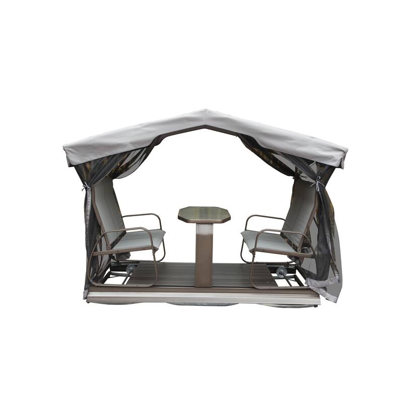4-Seat Outdoor Glider Benches with Canopy