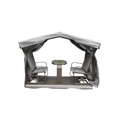 4-Seat Outdoor Glider Benches with Canopy