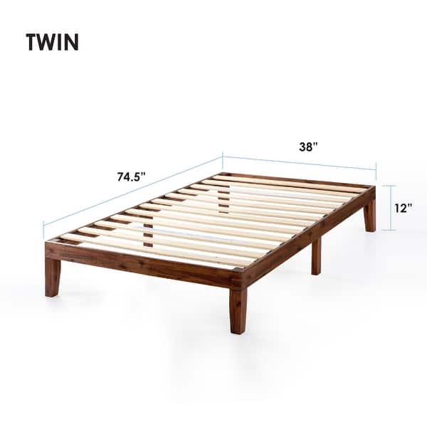 dimension image slide 4 of 34, 12" Classic Solid Wood Platform Bed Frame
