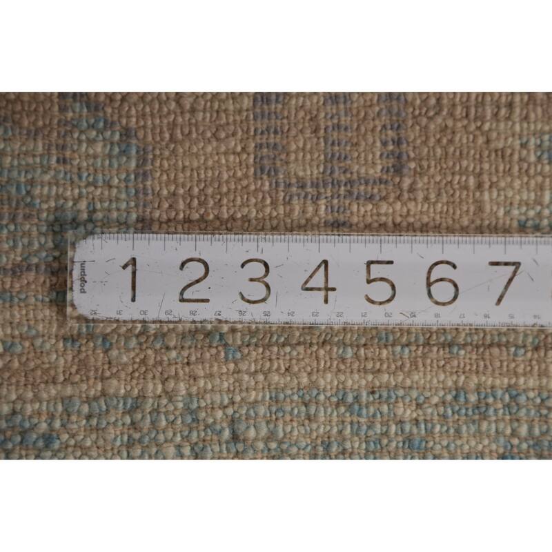 Hand Knotted Oriental 100% Wool Carpet Transitional Floral Navy Blue & Blues Oushak Runner Rug - 17' 2'' X 3' 4''