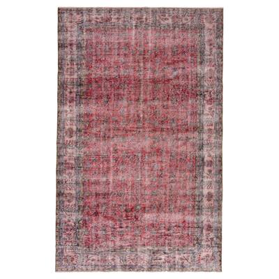 ECARPETGALLERY Hand-knotted Color Transition Dark Red Wool Rug - 6'0 x 9'7