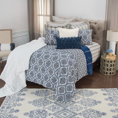 Gemma Indigo Printed Cotton Quilt