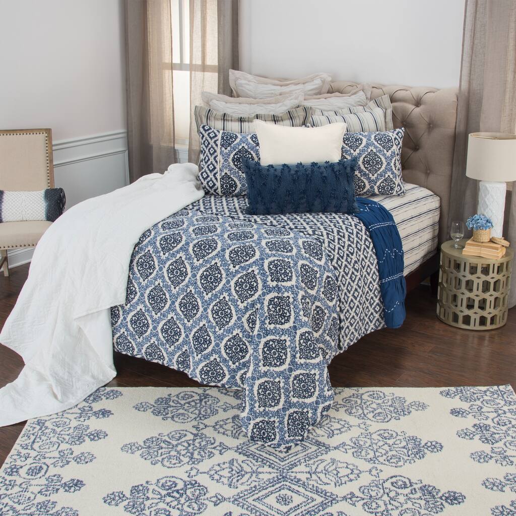 Gemma Indigo Printed Cotton Quilt