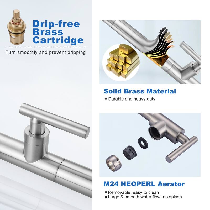 WOWOW Deck Mount Double Handle Pot Filler Faucet