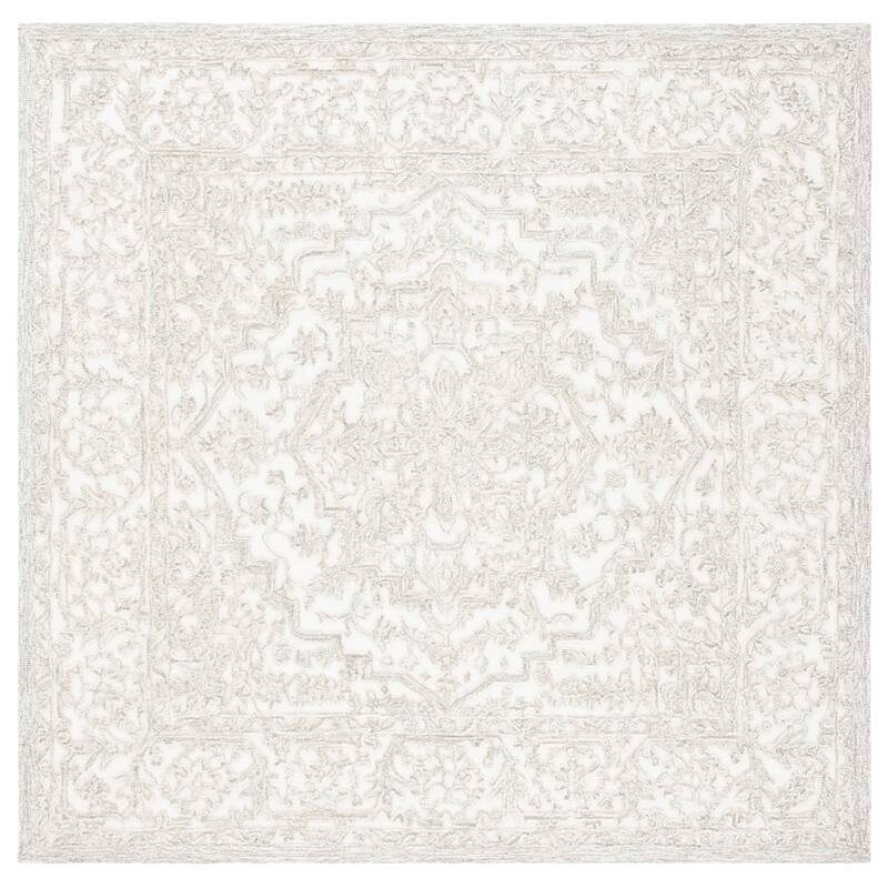 SAFAVIEH Handmade Trace Cher Oriental Wool Rug - 6' Square - Ivory/Natural