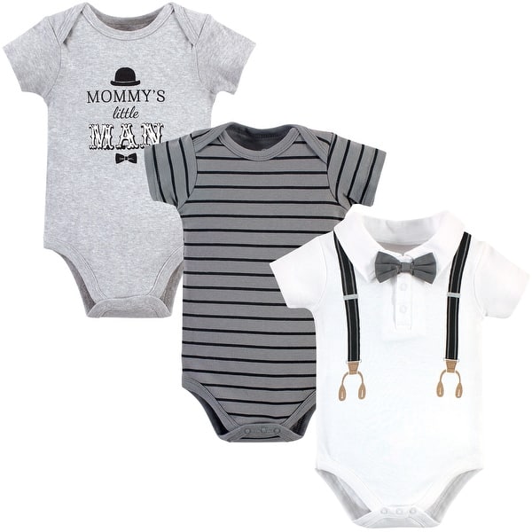 slide 1 of 1, Little Treasure Baby Boy Cotton Bodysuits 3pk, Mommys Man 0-3 Months - Mommys Man
