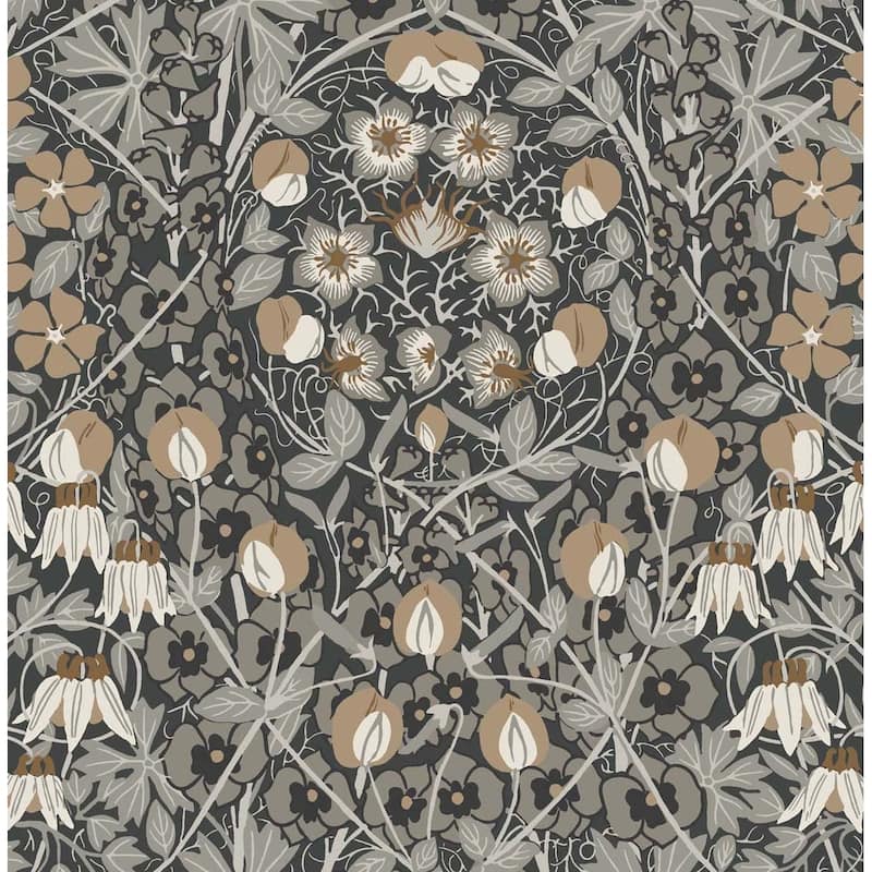 NextWall Tulip Garden Peel and Stick Wallpaper - 20.5 in. W x 18 ft. L - Wrought Iron & Chamois