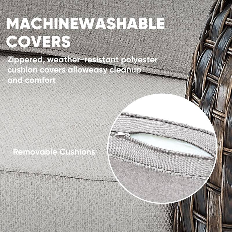 Outdoor Loveseat Sofa Patio Ottomans with Swivel Chairs