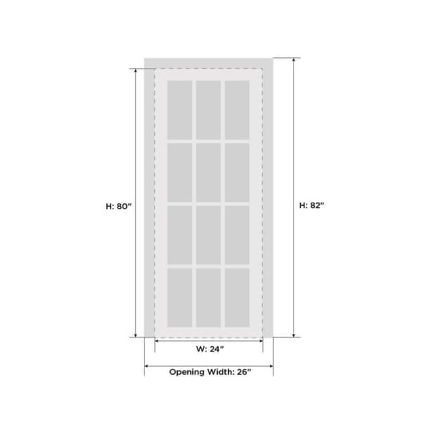 dimension image slide 7 of 22, Interior Solid French Door / Mela 0755 Painted White / Single Regular Panel Frame Handle / Bathroom Bedroom Modern Doors