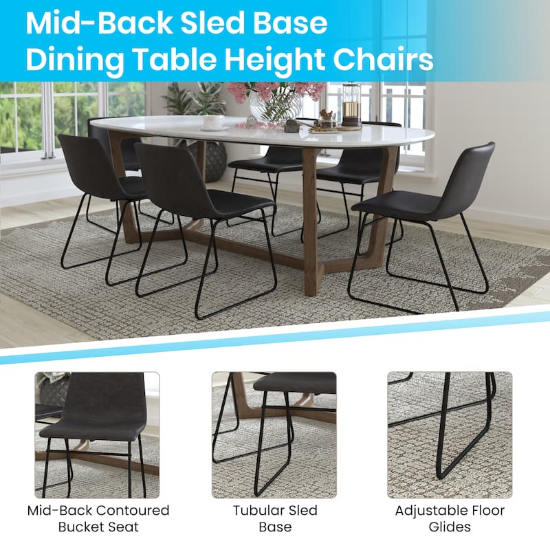 18 Inch Indoor Dining Table Chairs, LeatherSoft Upholstery-Set of 2