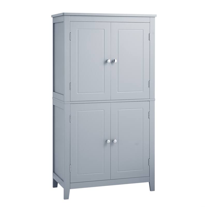 Large Bathroom Waterproof Storage Cabinet with 4 Doors, Shelf