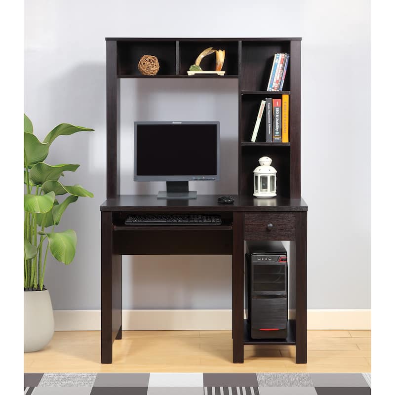 39" Wood Home Office Desk with Keyboard Drawer and Wood Knob