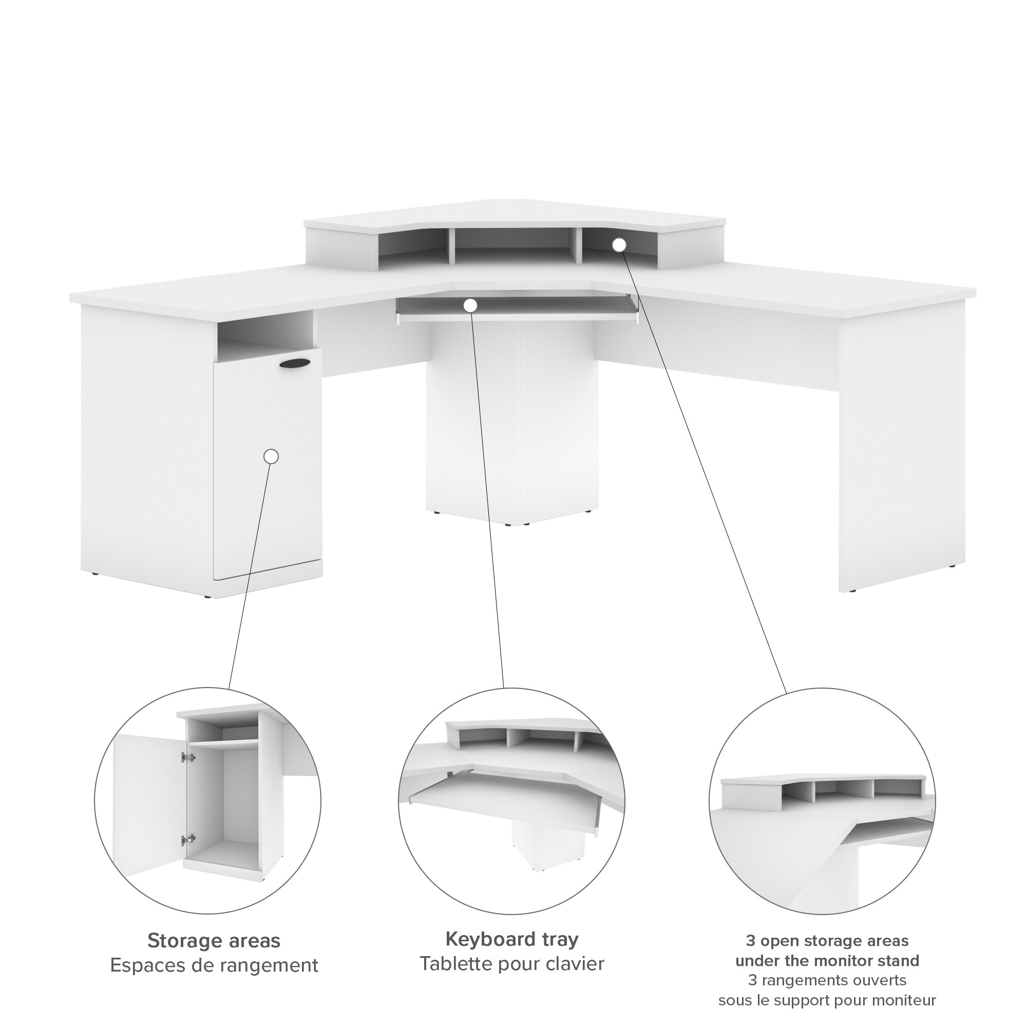 Bestar corner desks feature a monitor stand and a keyboard tray to enhance your comfort when working at the computer. bestar hampton corner computer desk