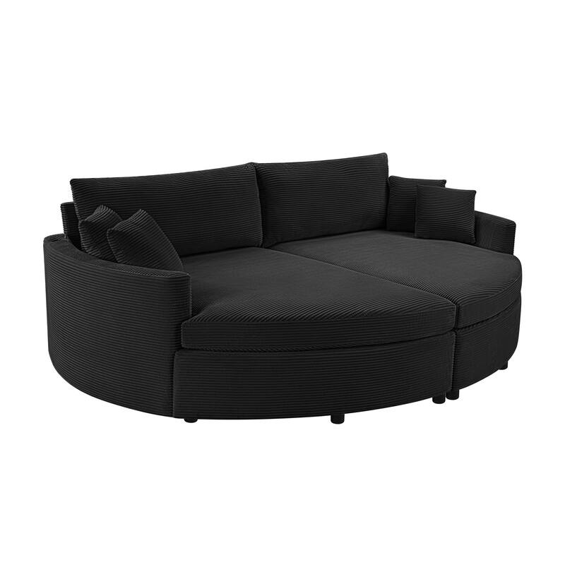 102.3" Oversized Double Chaise Lounge Sofa, Corduroy Upholstered Sleeper Sofa Bed 2 Seat Sofa Loveseat with USB Ports