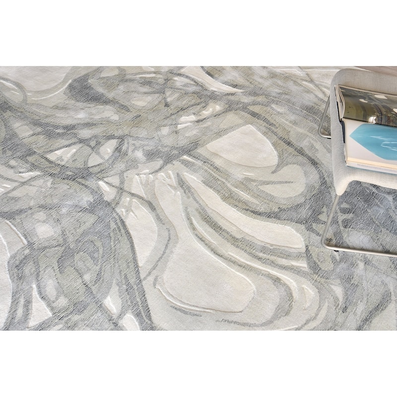 EXQUISITE RUGS Gianni Hand-loomed Wool/Bamboo Silk Grey/Silver/Rust Area Rug.
