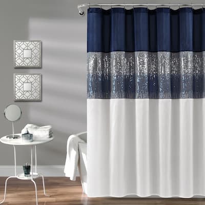 Silver Orchid Gregor Abstract Night Sky Two-tone Shower Curtain