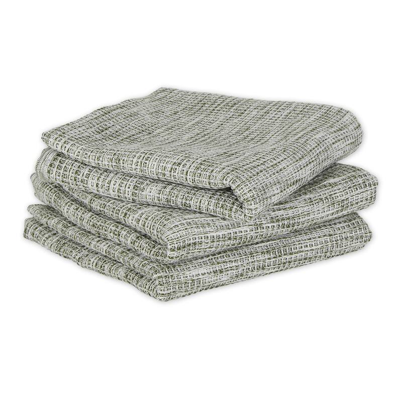 Leather Brown And Off-White Tonal Recycled Cotton Waffle Dishtowel (Set of 3) 20x30