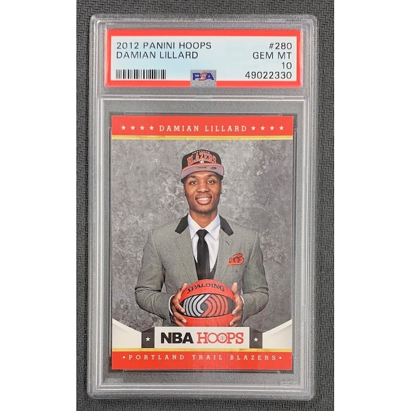 Damian Lillard 2012 Panini Hoops Basketball Rookie Card #280 Graded PSA 10 - 8' x 11'