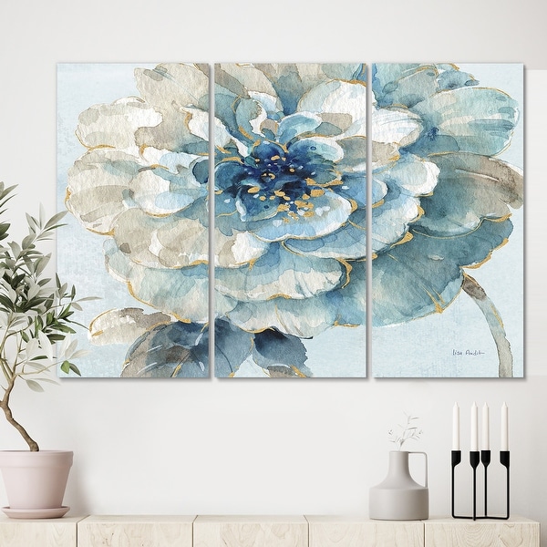 Designart 'Indigold Watercolor Flower II' Farmhouse Canvas Artwork