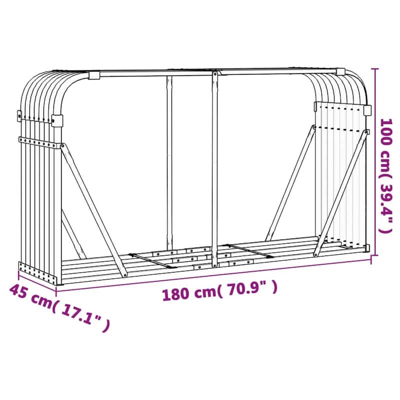 vidaXL Log Holder Outdoor Indoor Storage Firewood Rack Stand Galvanized Steel