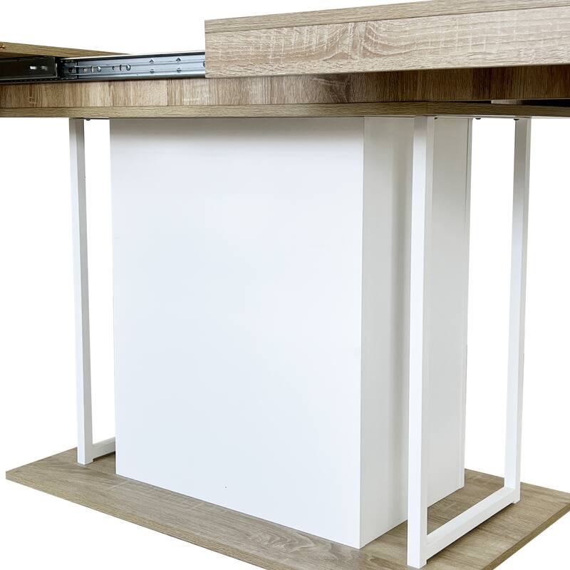 Rectangle Extendable Dining Table For 6-10 People Aged Effect Wood