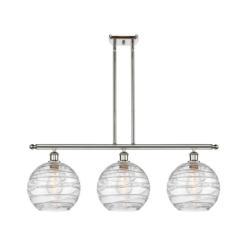 Innovations Lighting 516-3I-13-37 Athens Linear Athens 3 Light 37" - Polished Nickel / Clear Deco Swirl