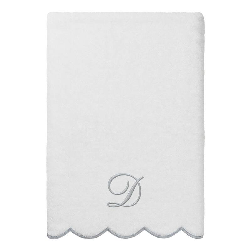 Authentic Hotel and Spa 100% Turkish Cotton Grey ADORNIA Scallop Personalized 3 Piece Towel Set - 3 Piece Set