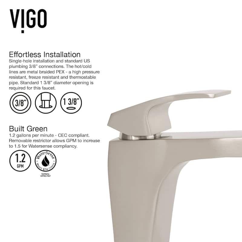 VIGO Blackstonian 12" H Single Handle Single Hole Bathroom Vessel Faucet in Matte Black