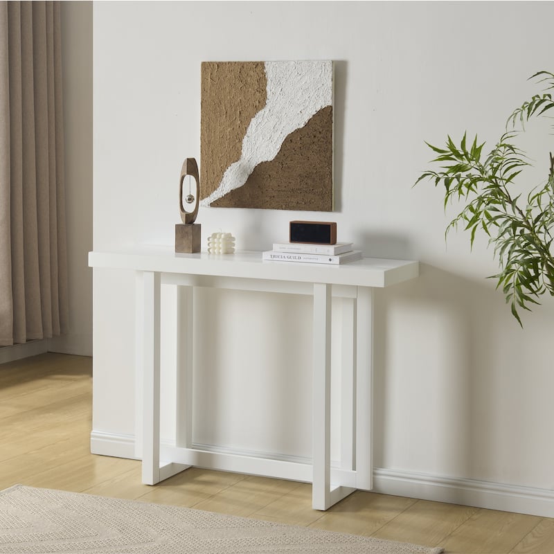 Soren Contemporary Wood Rectangular Console Table for Entryway - White