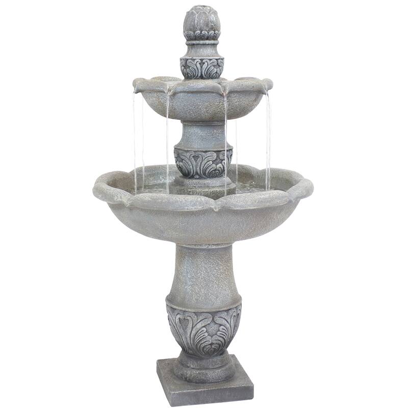 French Garden-Inspired 2-Tier Outdoor Water Fountain - Dusty Gray - 50"