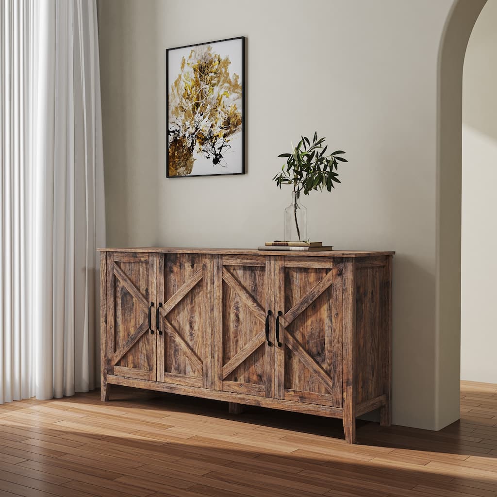Rustic Brown Wood Buffet Sideboard Storage Cabinet for Entryway,Living Room,Office