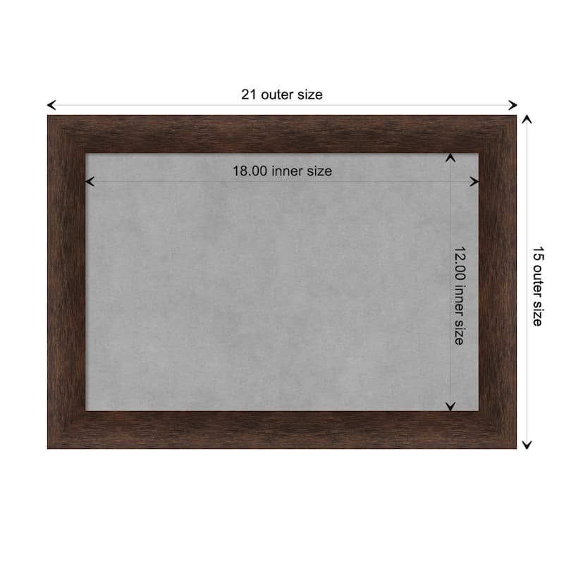 Amanti Art Warm Walnut Narrow Framed Magnetic Board - Board Size 18x12