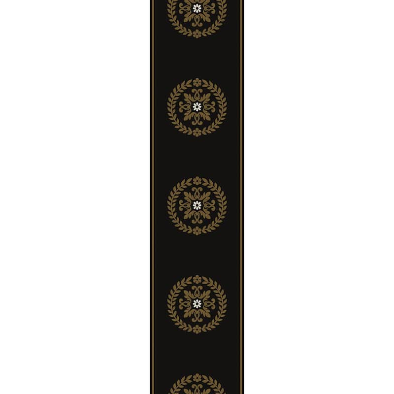 Seabrook Designs Ronan Medallion Non-Woven Unpasted Wallpaper Border - 5.9 in. W x 16.5 ft. L - Black & Metallic Gold