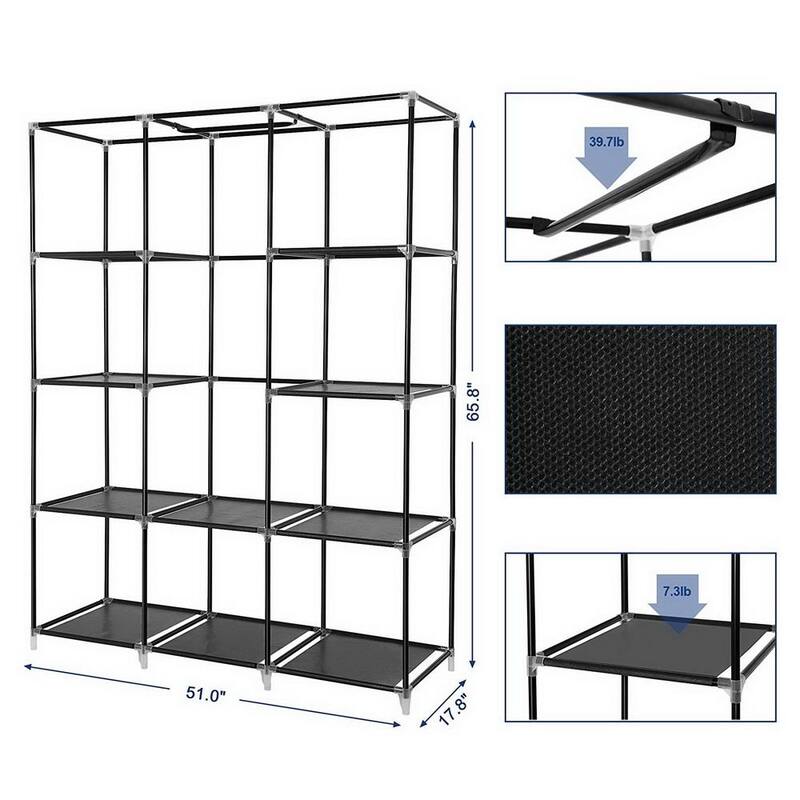 4 Tiers 10 Cube Clothes Organizer Clothes Wardrobe Waterproof Fabric Storage Closet