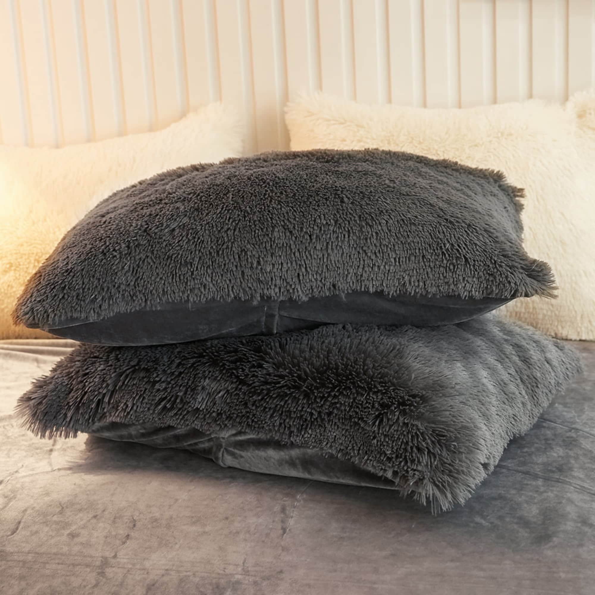 Grey Faux Fur Throw Pillows - Bed Bath & Beyond