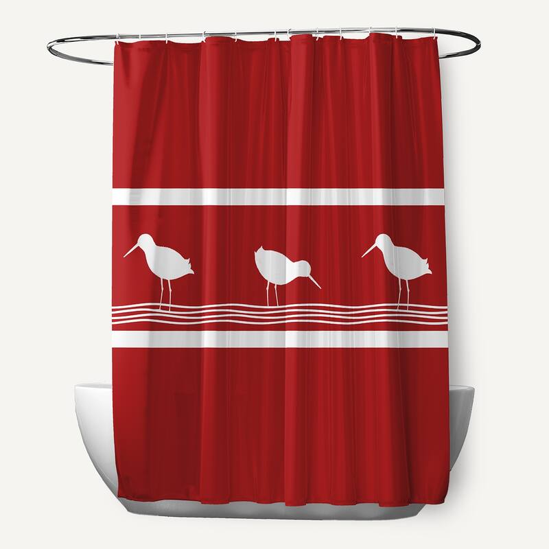 71 x 74-inch Birdwalk Animal Print Shower Curtain - Red
